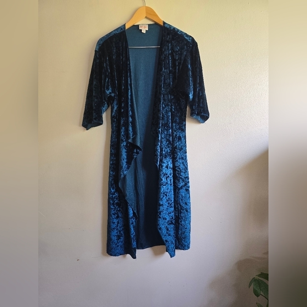 Lularoe, Shirley Kimono, Elegant Collection, Crushed Peacock Blue, Size Small